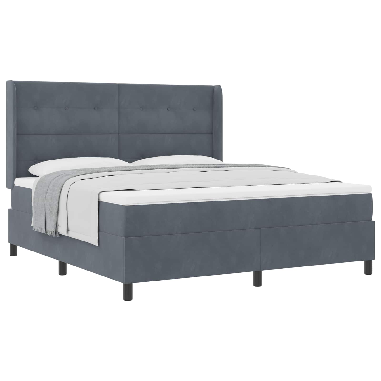 Boxspringbett mit Kopfteil Dunkelgrau 180 x 200 cm Samt