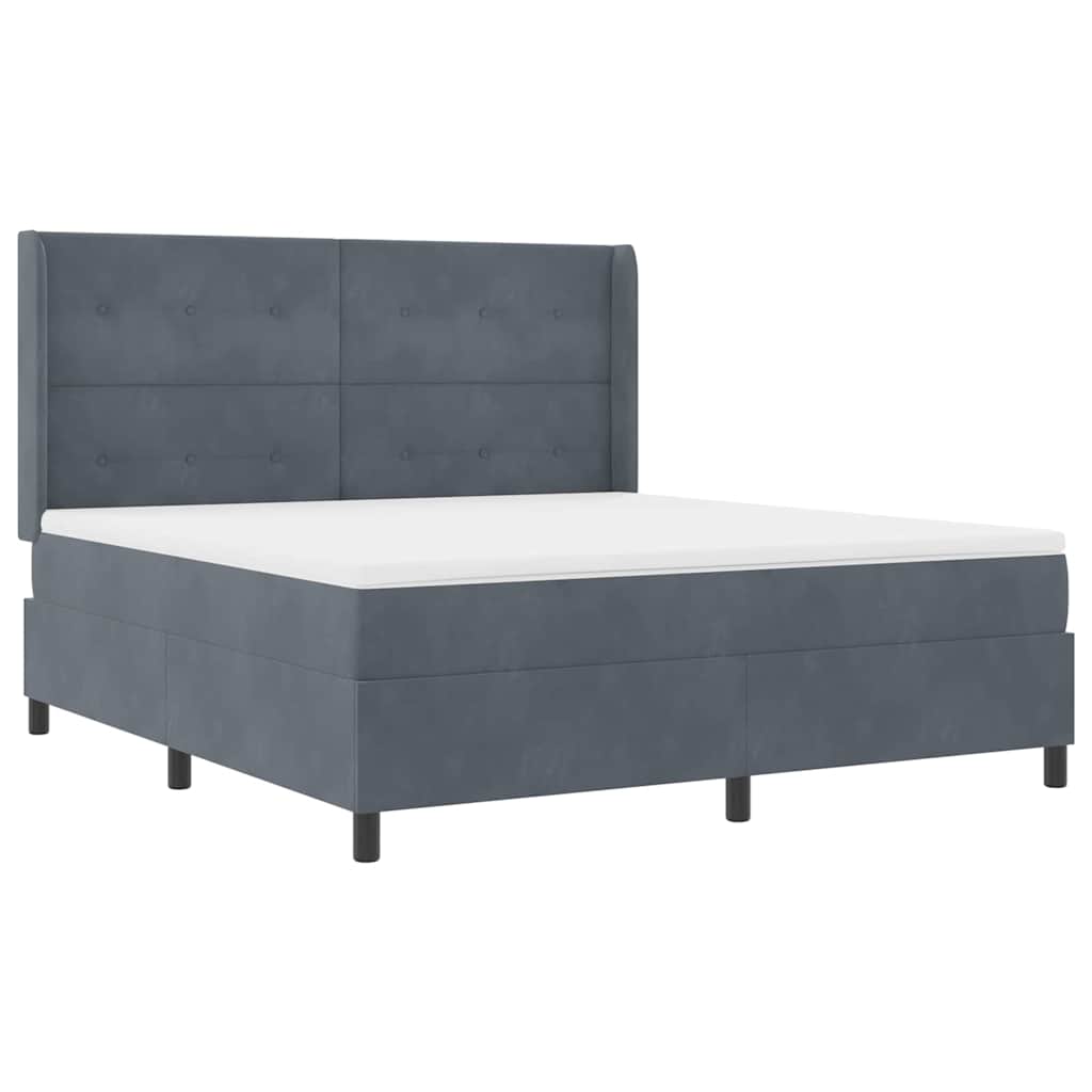 Boxspringbett mit Kopfteil Dunkelgrau 180 x 200 cm Samt