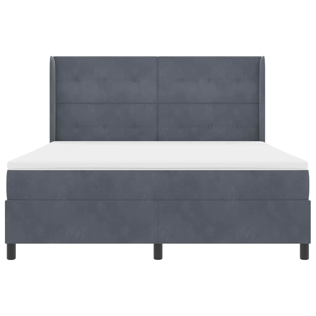 Boxspringbett mit Kopfteil Dunkelgrau 180 x 200 cm Samt