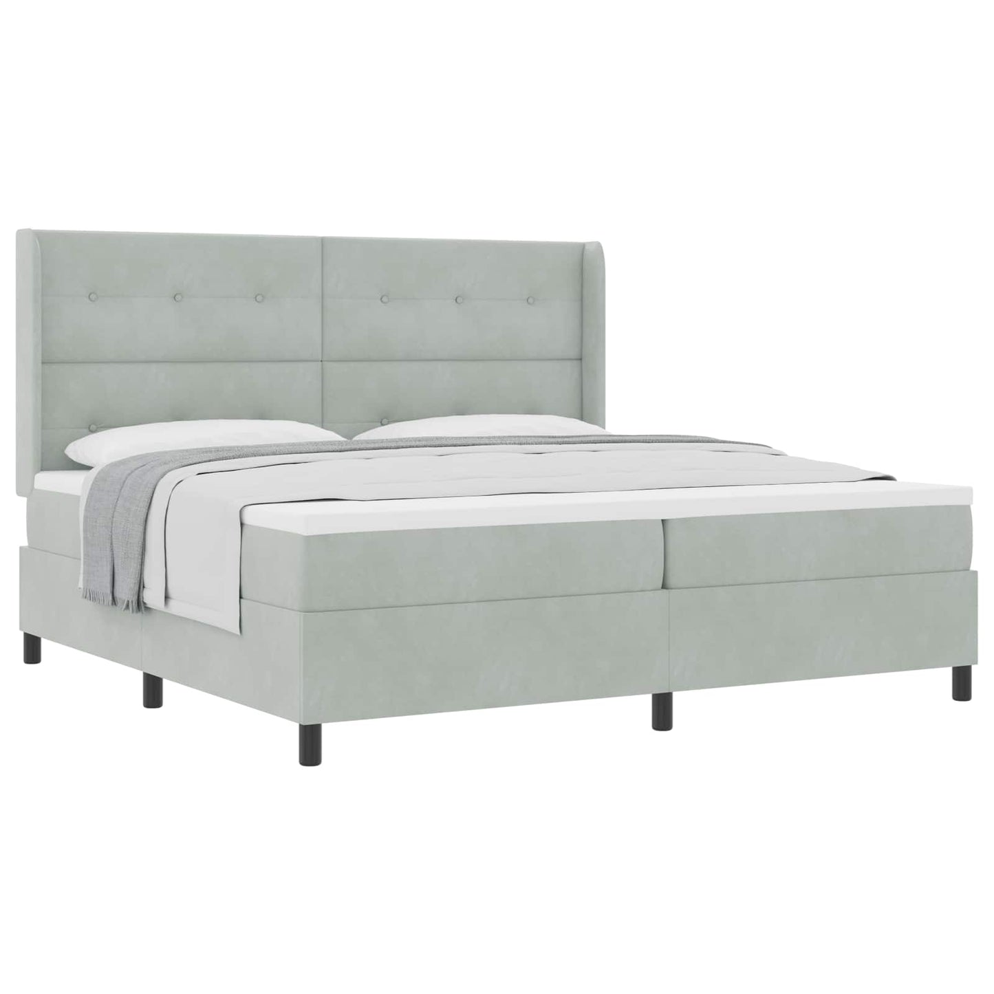 Boxspringbett mit Kopfteil Hellgrau 200 x 200 cm Samt