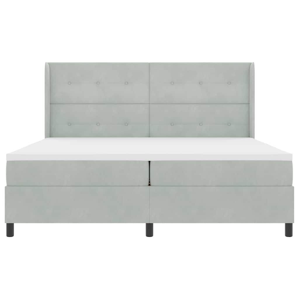 Boxspringbett mit Kopfteil Hellgrau 200 x 200 cm Samt