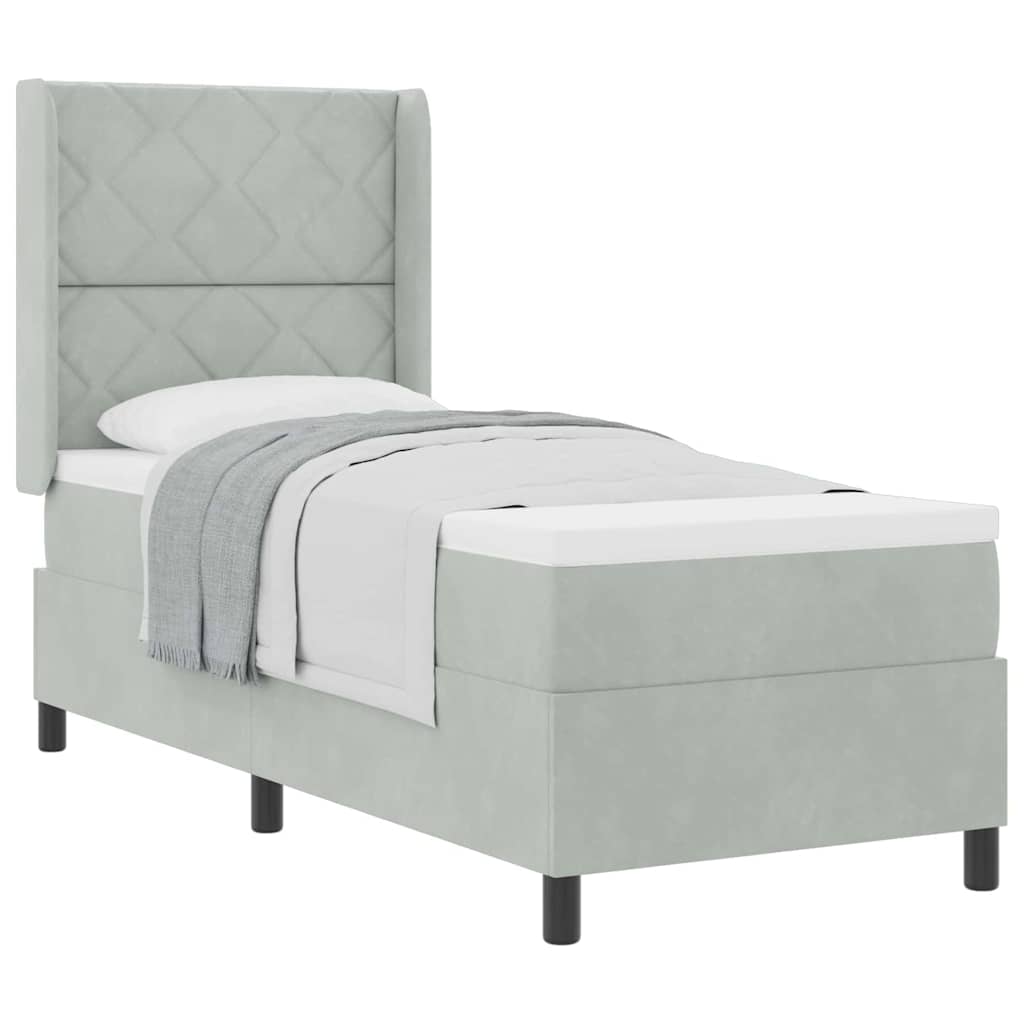 Boxspringbett mit Kopfteil Hellgrau 80 x 200 cm Samt
