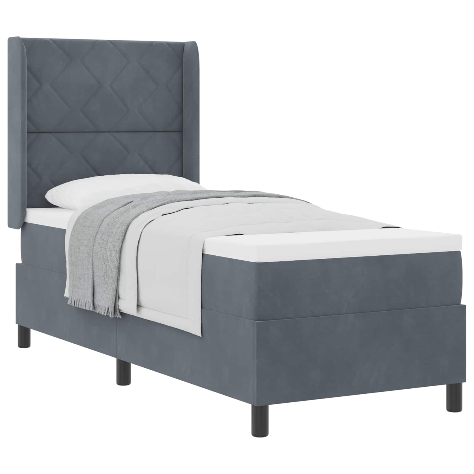 Boxspringbett mit Kopfteil Dunkelgrau 80 x 200 cm Samt