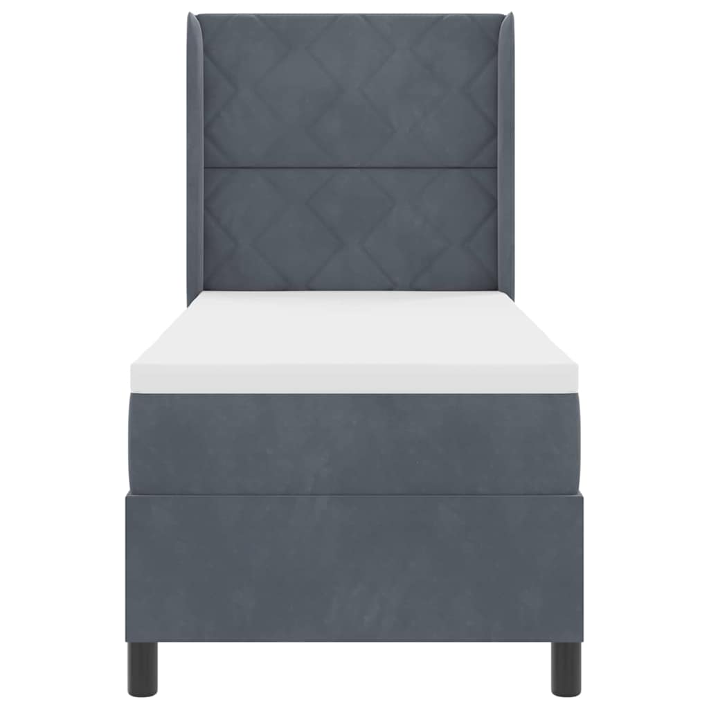 Boxspringbett mit Kopfteil Dunkelgrau 80 x 200 cm Samt