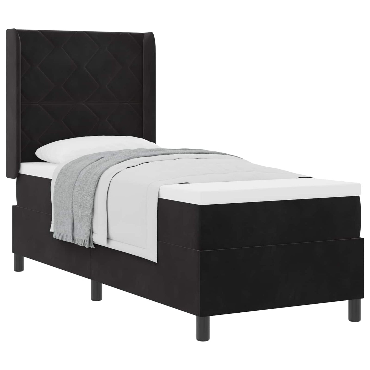Boxspringbett mit Kopfteil Schwarz 80 x 200 cm Samt