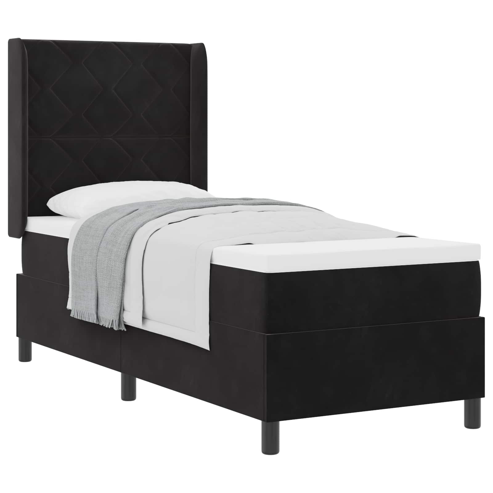 Boxspringbett mit Kopfteil Schwarz 80 x 200 cm Samt