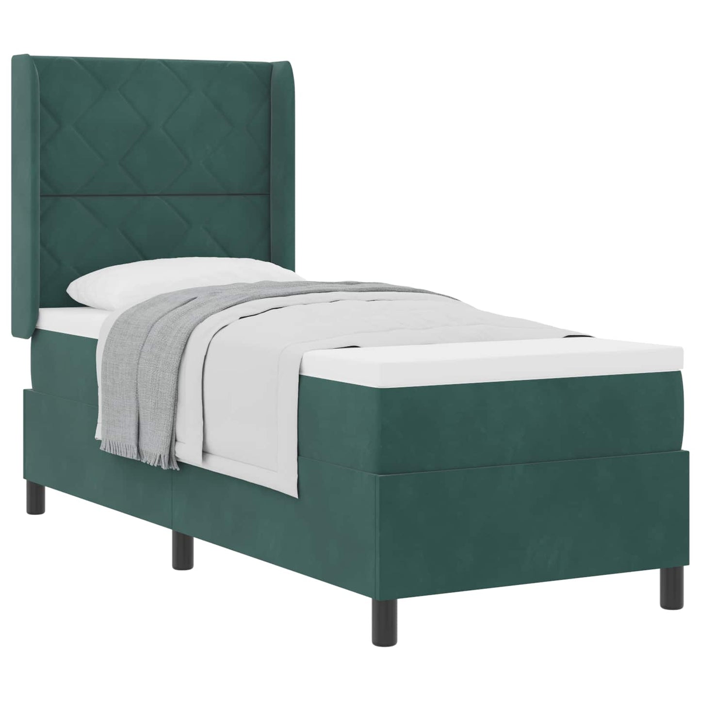 Boxspringbett mit Kopfteil Dunkelgrün 80 x 200 cm Samt