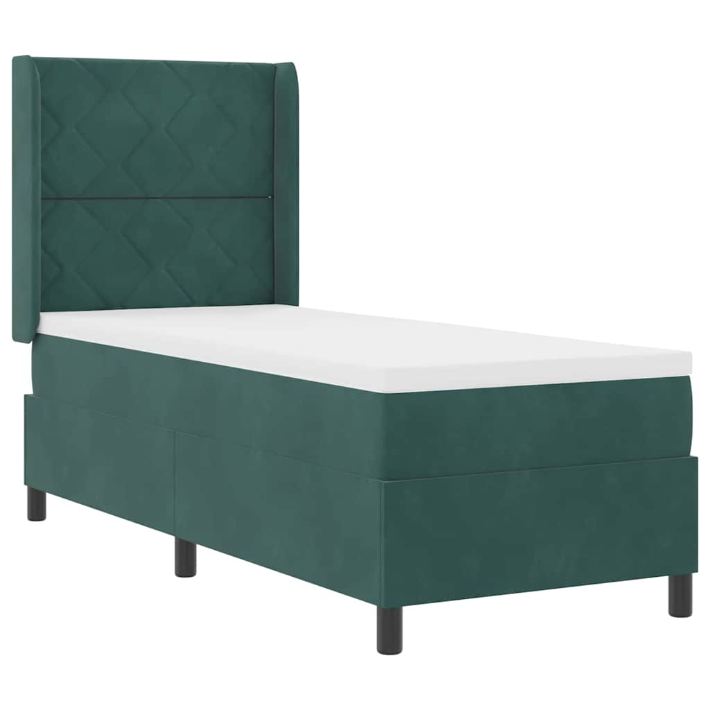 Boxspringbett mit Kopfteil Dunkelgrün 80 x 200 cm Samt