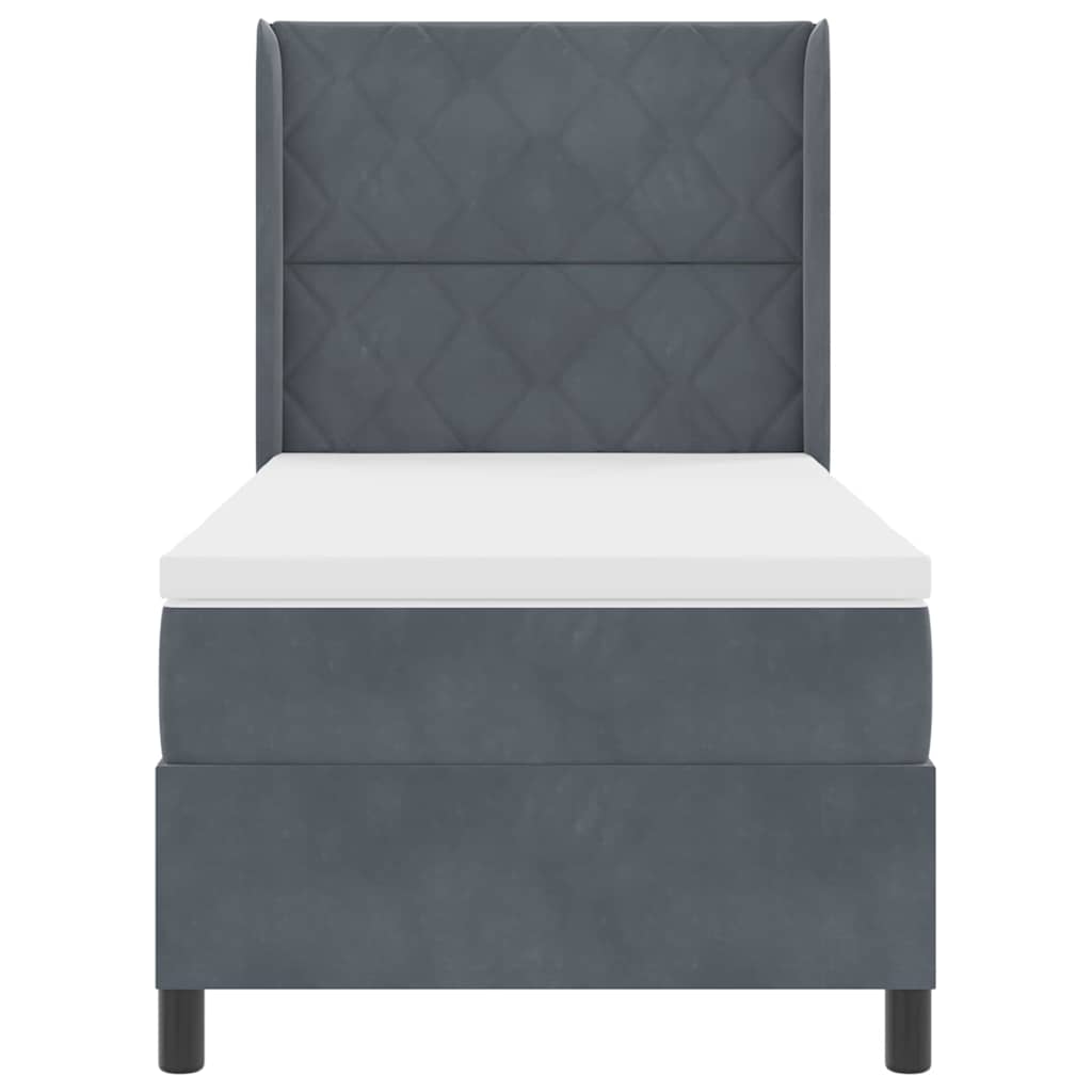 Boxspringbett mit Kopfteil Dunkelgrau 90 x 190 cm Samt