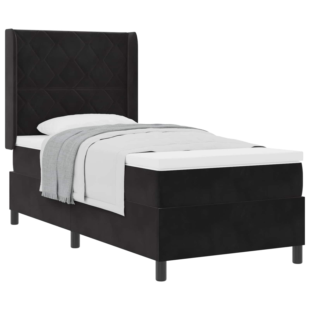 Boxspringbett mit Kopfteil Schwarz 90 x 190 cm Samt
