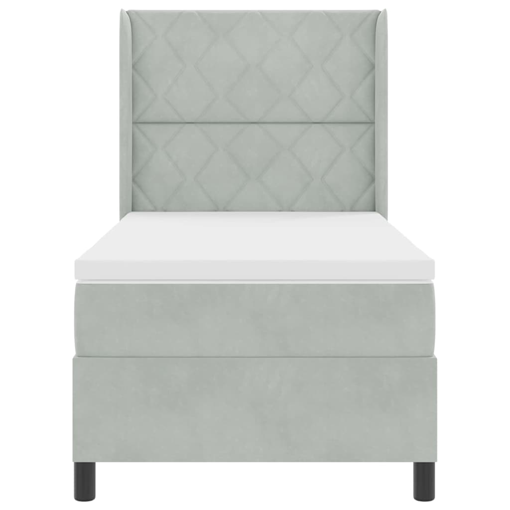 Boxspringbett mit Kopfteil Hellgrau 90 x 200 cm Samt