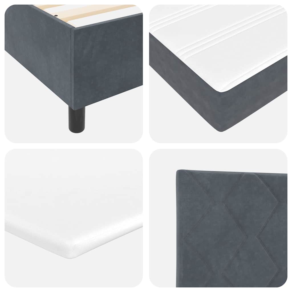 Boxspringbett mit Kopfteil Dunkelgrau 90 x 200 cm Samt