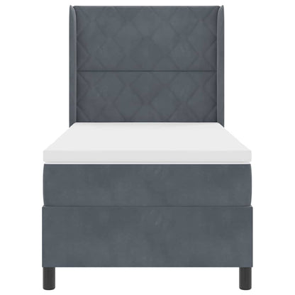 Boxspringbett mit Kopfteil Dunkelgrau 100 x 200 cm Samt