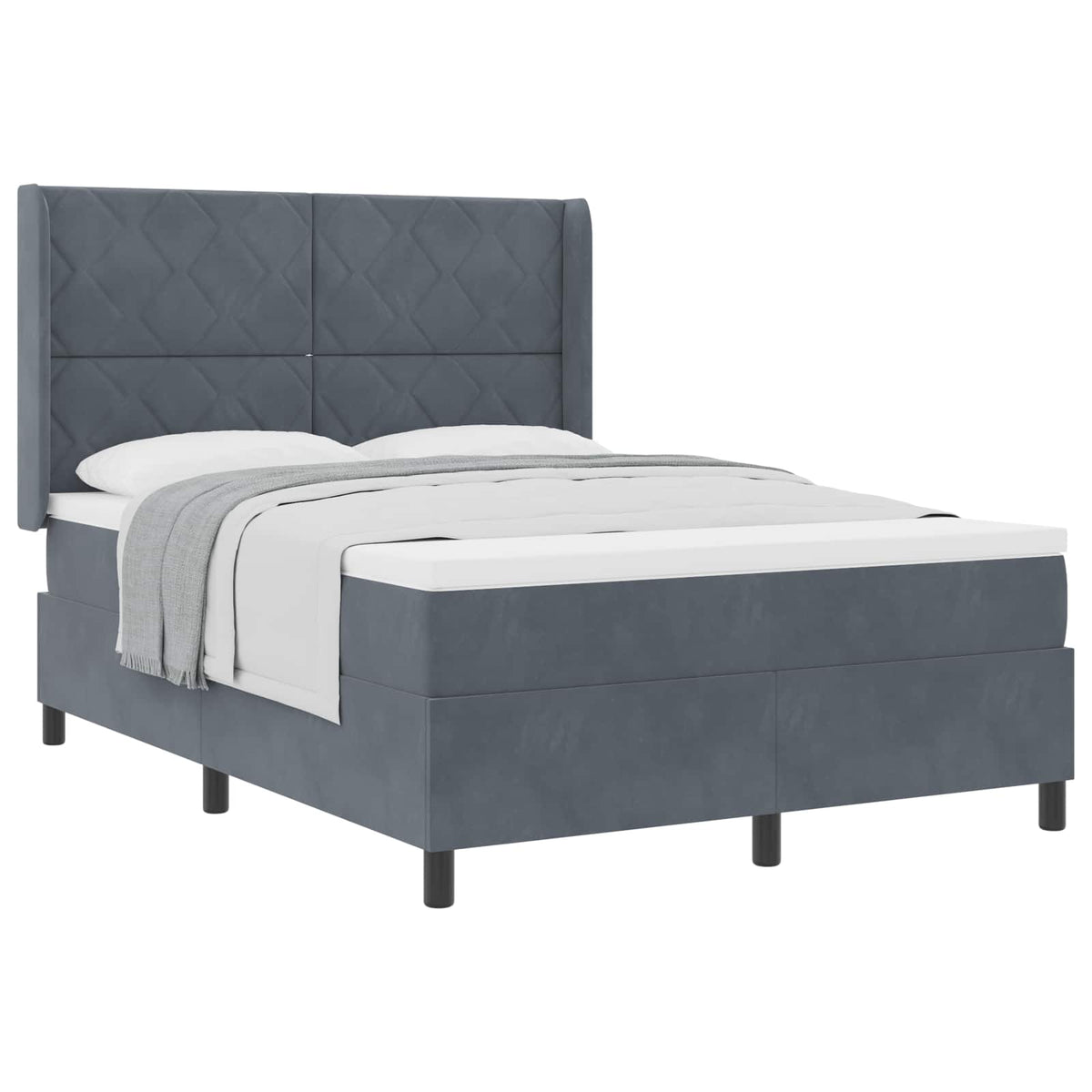 Boxspringbett mit Kopfteil Dunkelgrau 140 x 200 cm Samt