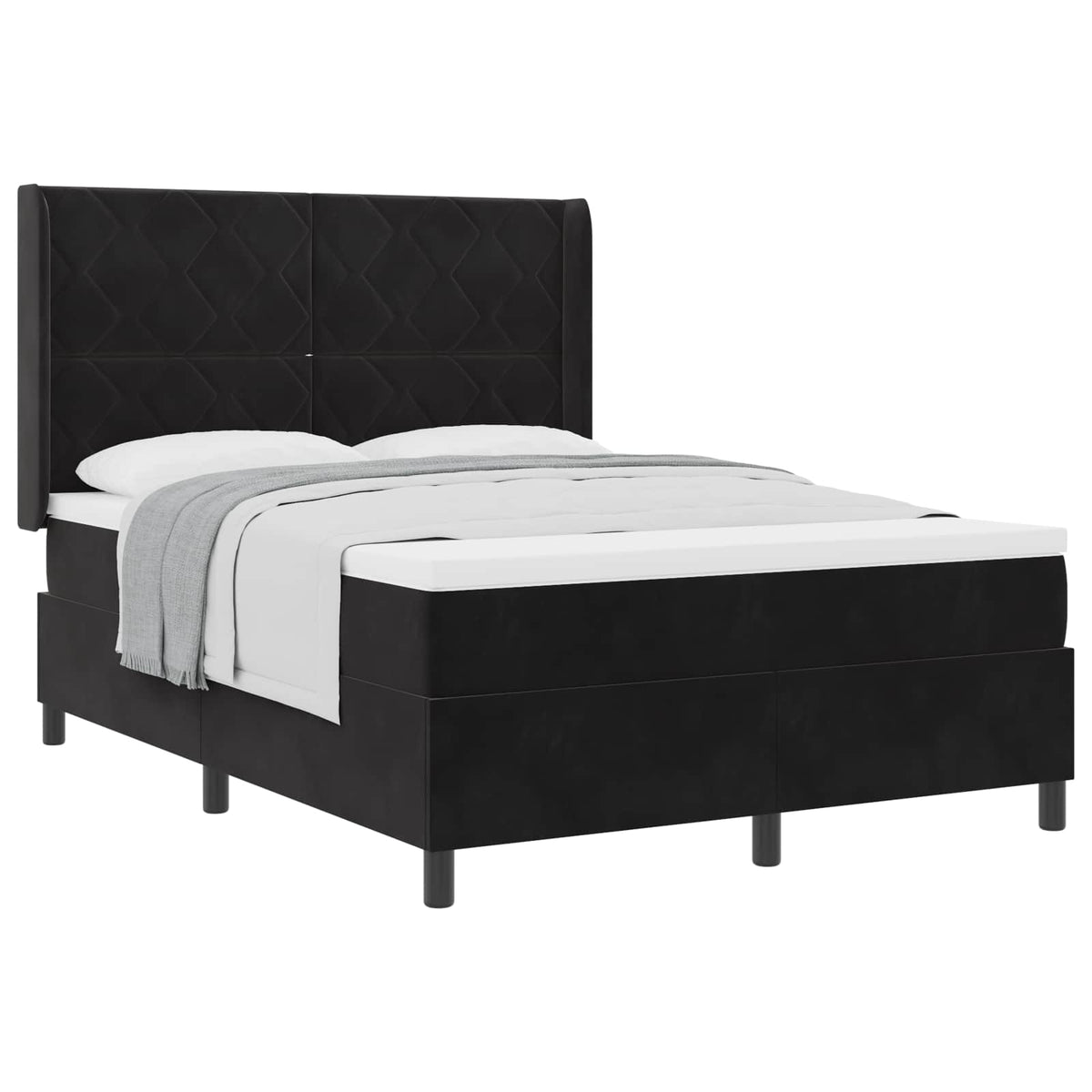 Boxspringbett mit Kopfteil Schwarz 160 x 200 cm Samt