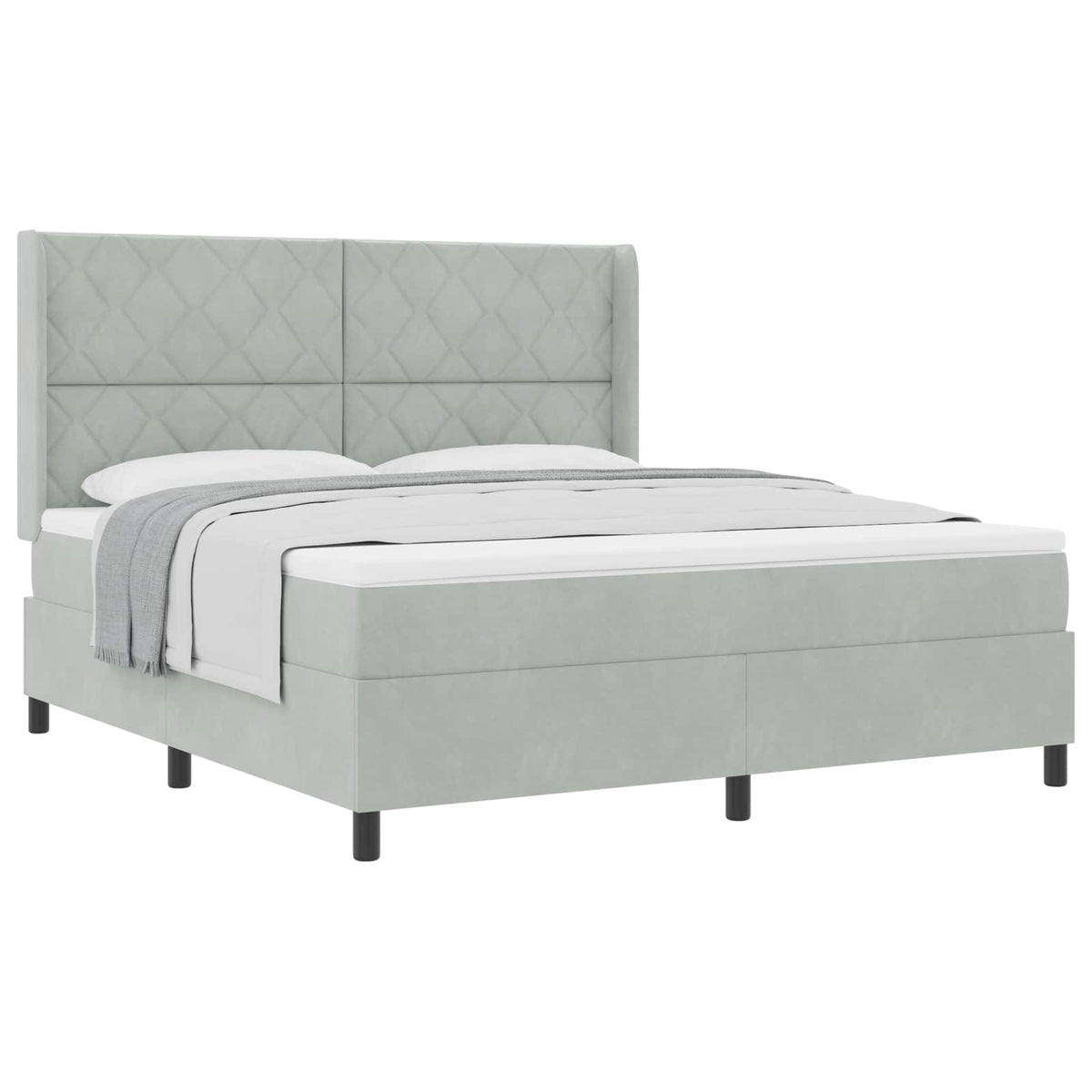 Boxspringbett mit Kopfteil Hellgrau 180 x 200 cm Samt