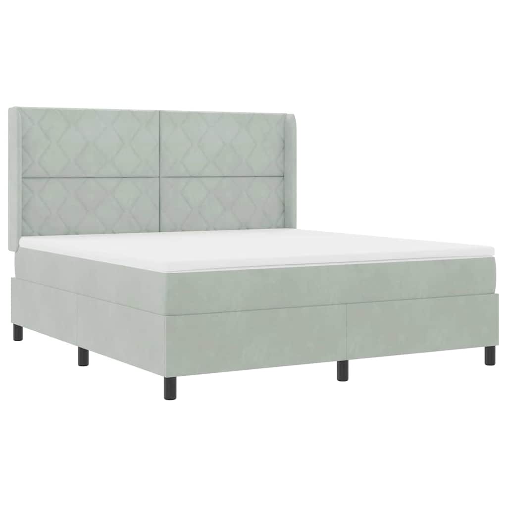 Boxspringbett mit Kopfteil Hellgrau 180 x 200 cm Samt