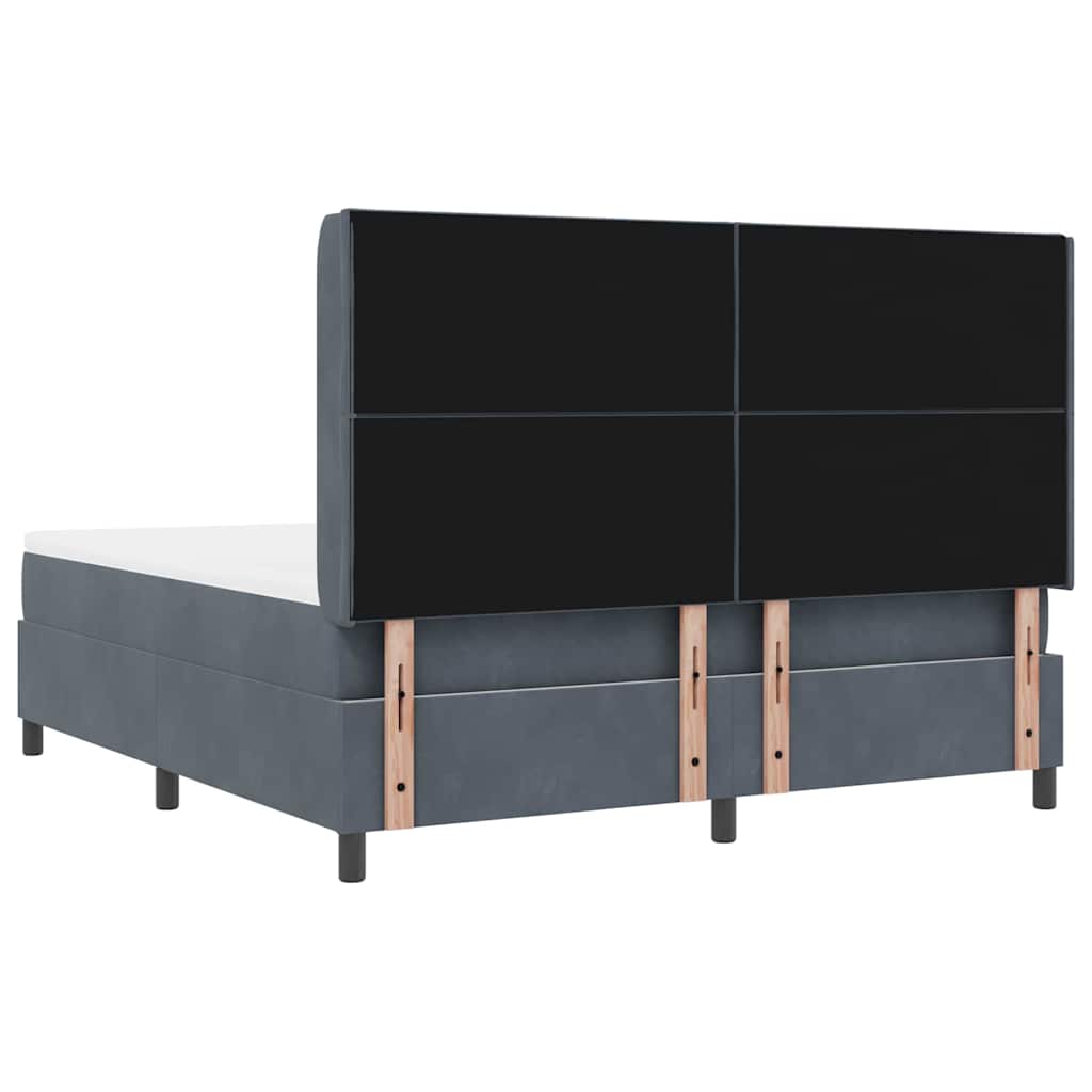 Boxspringbett mit Kopfteil Dunkelgrau 180 x 200 cm Samt