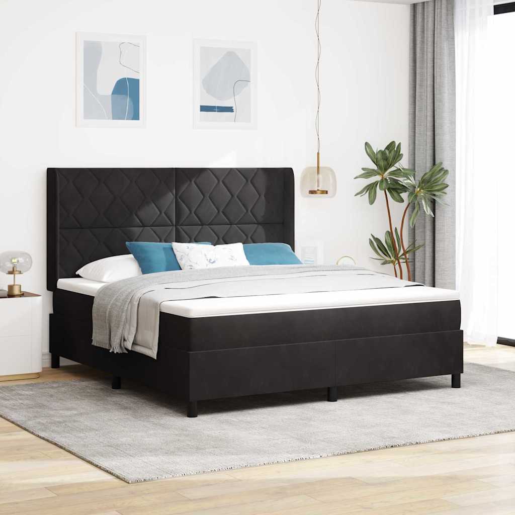 Boxspringbett mit Kopfteil Schwarz 180 x 200 cm Samt