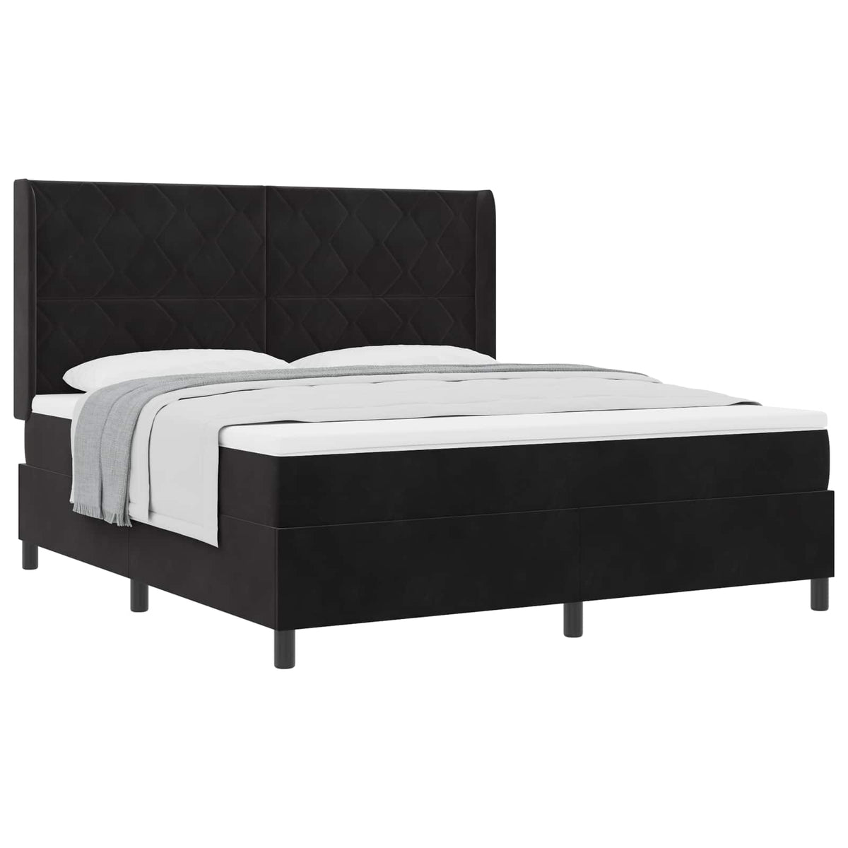 Boxspringbett mit Kopfteil Schwarz 180 x 200 cm Samt
