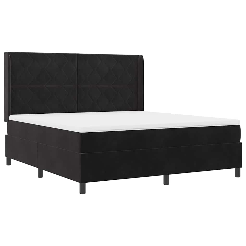 Boxspringbett mit Kopfteil Schwarz 180 x 200 cm Samt