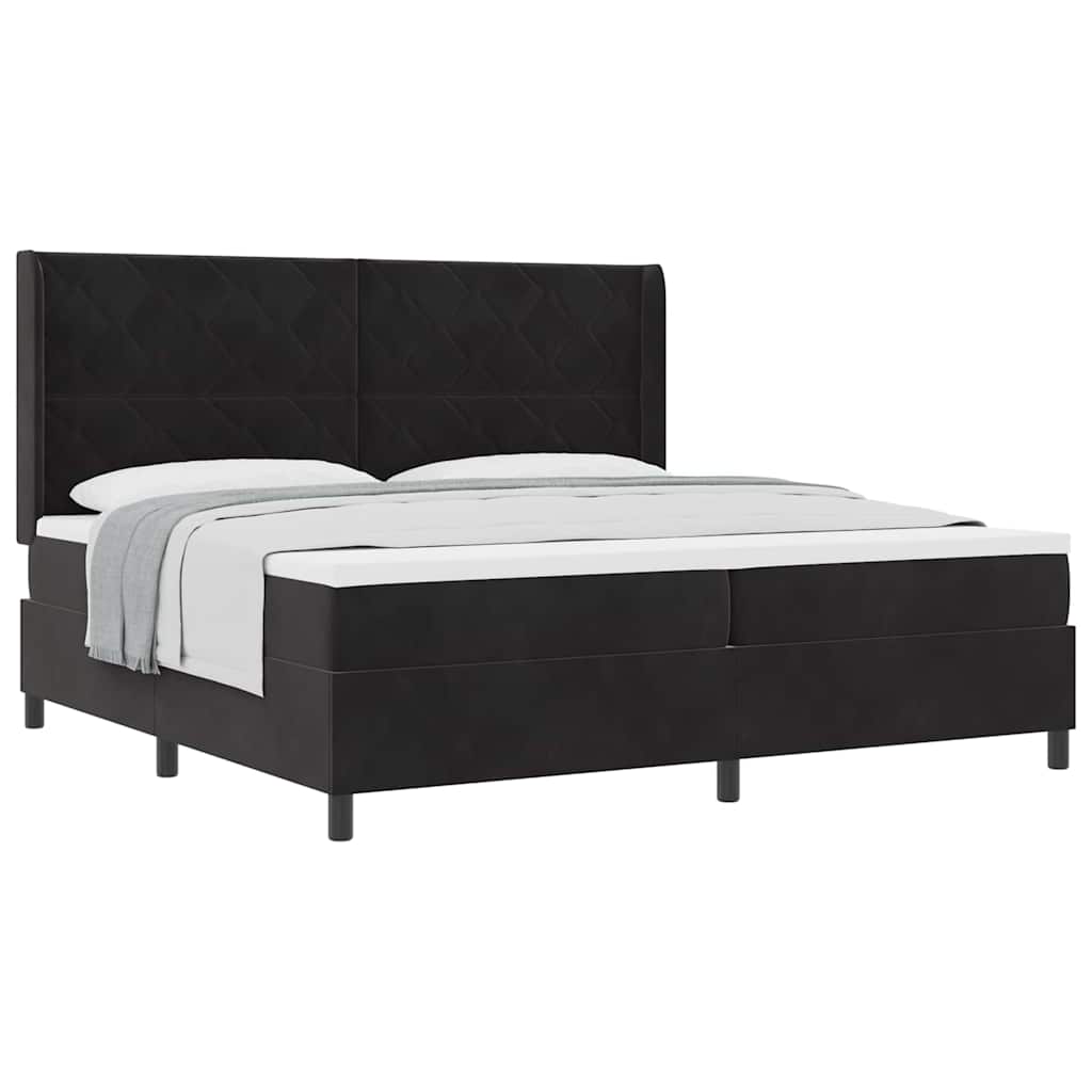 Boxspringbett mit Kopfteil Schwarz 200 x 200 cm Samt