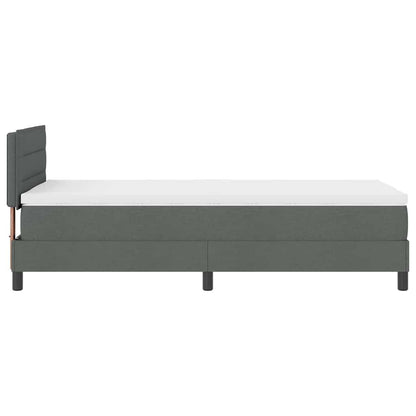 Boxspringbett mit LED-Lichtleisten Dunkelgrau 90 x 200 cm Stoff