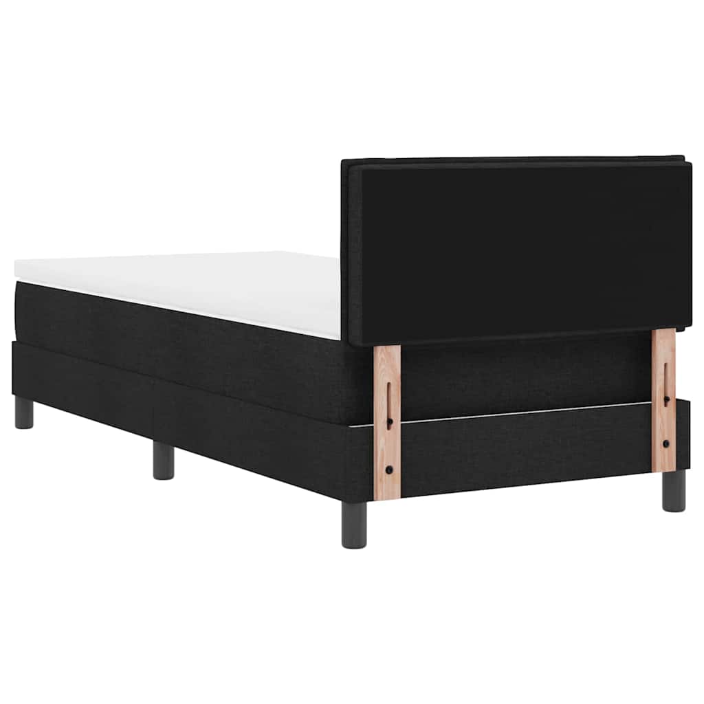 Boxspringbett mit LED-Lichtleisten Schwarz 90 x 200 cm Stoff
