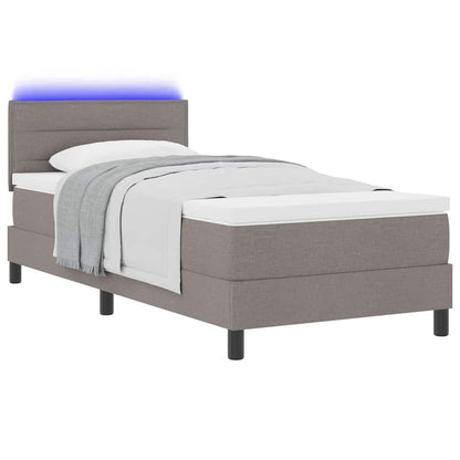 Boxspringbett mit LED-Lichtleisten Taupe 90 x 200 cm Stoff