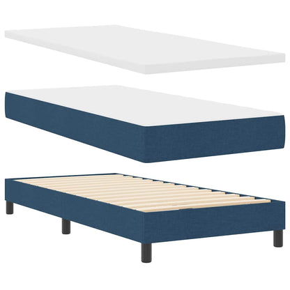 Boxspringbett mit LED-Lichtleisten Blau 90 x 200 cm Stoff