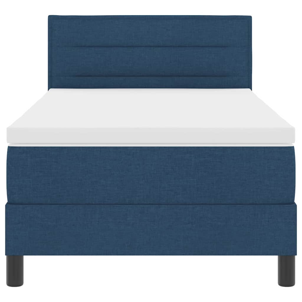 Boxspringbett mit LED-Lichtleisten Blau 90 x 200 cm Stoff