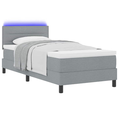 Boxspringbett mit Matratze mit LED Hellgrau 100 x 200 cm Stoff