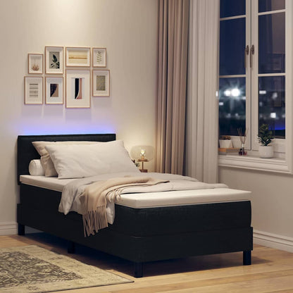 Boxspringbett mit LED-Lichtleisten Schwarz 100 x 200 cm Stoff