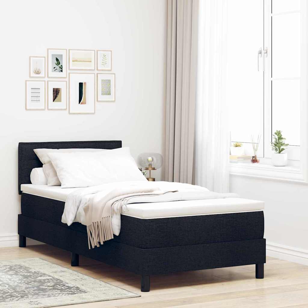 Boxspringbett mit LED-Lichtleisten Schwarz 100 x 200 cm Stoff