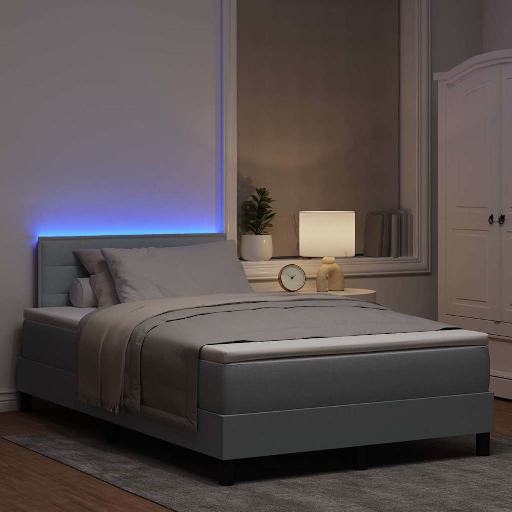 Boxspringbett mit Matratze mit LED Hellgrau 120 x 200 cm Stoff