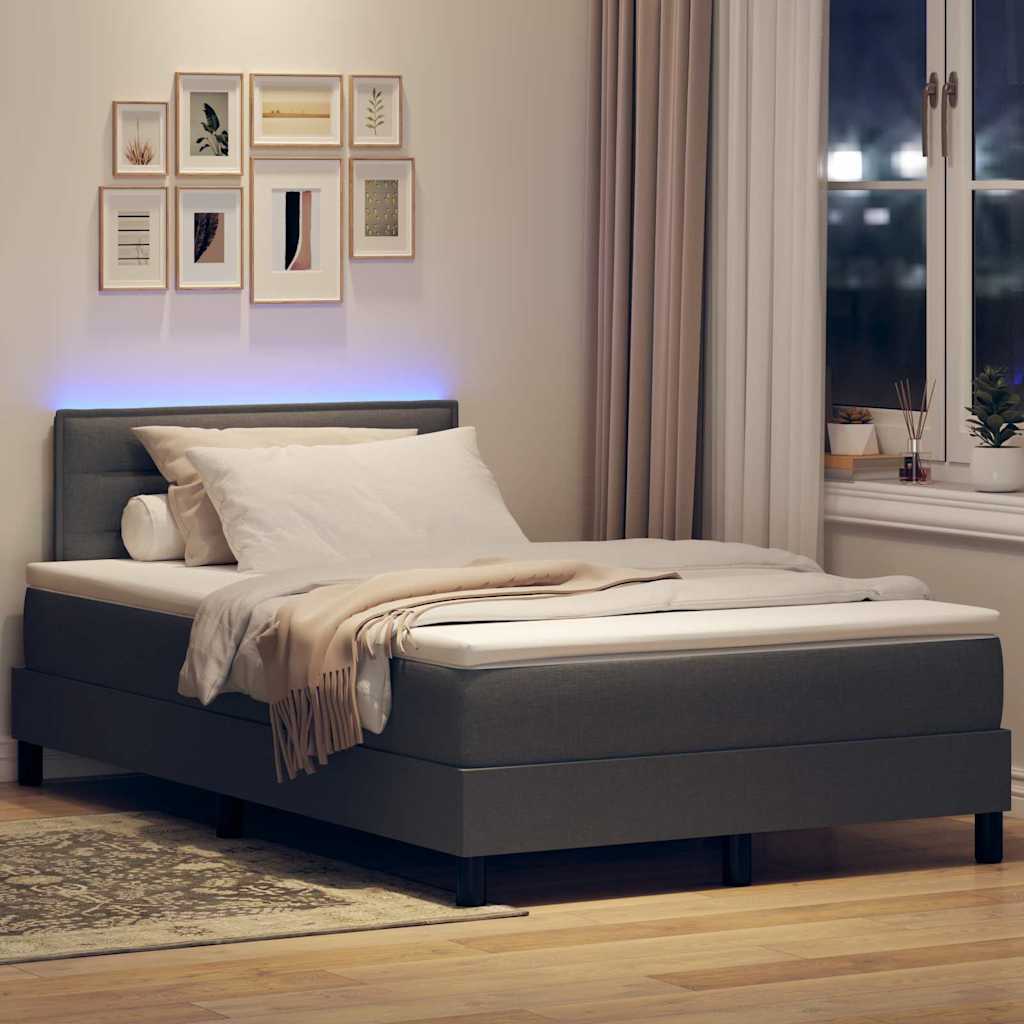 Boxspringbett mit Kopfteil Dunkelgrau 120 x 200 cm Stoff