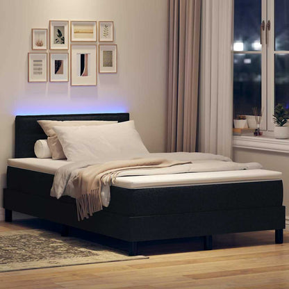 Boxspringbett mit LED-Lichtleisten Schwarz 120 x 200 cm Stoff