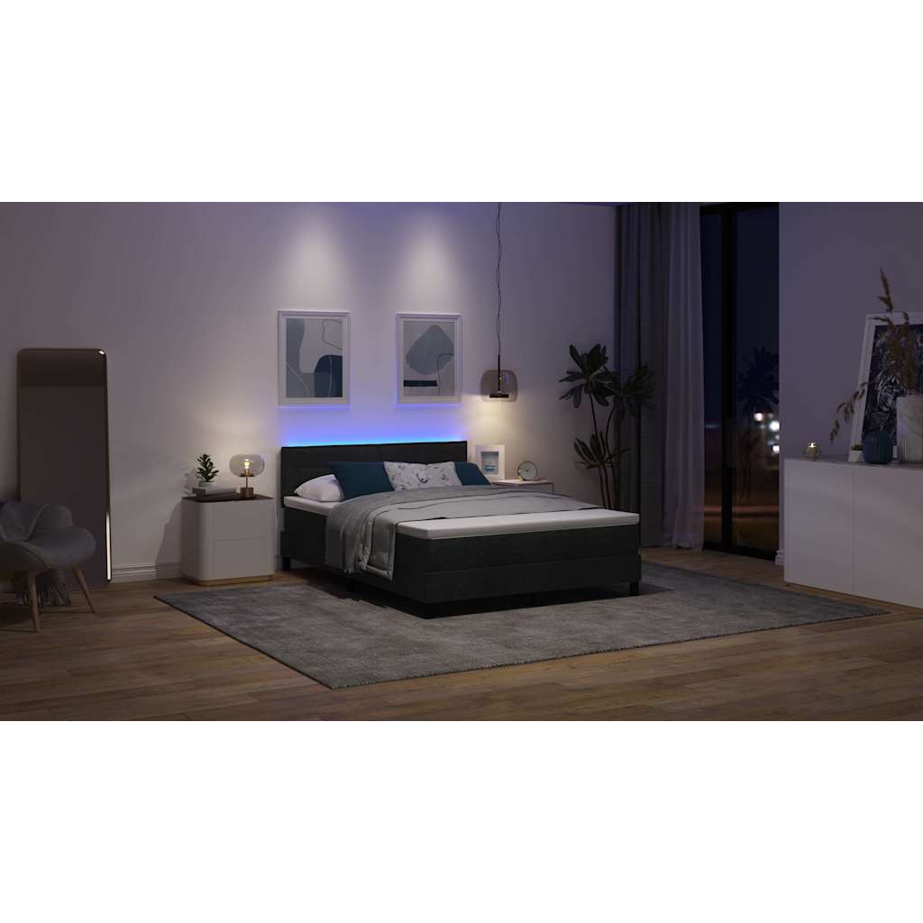 Boxspringbett mit Matratze mit LED Schwarz 140 x 190 cm Stoff