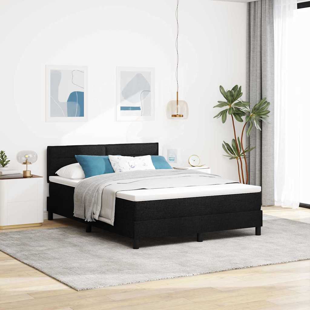 Boxspringbett mit Matratze mit LED Schwarz 140 x 190 cm Stoff