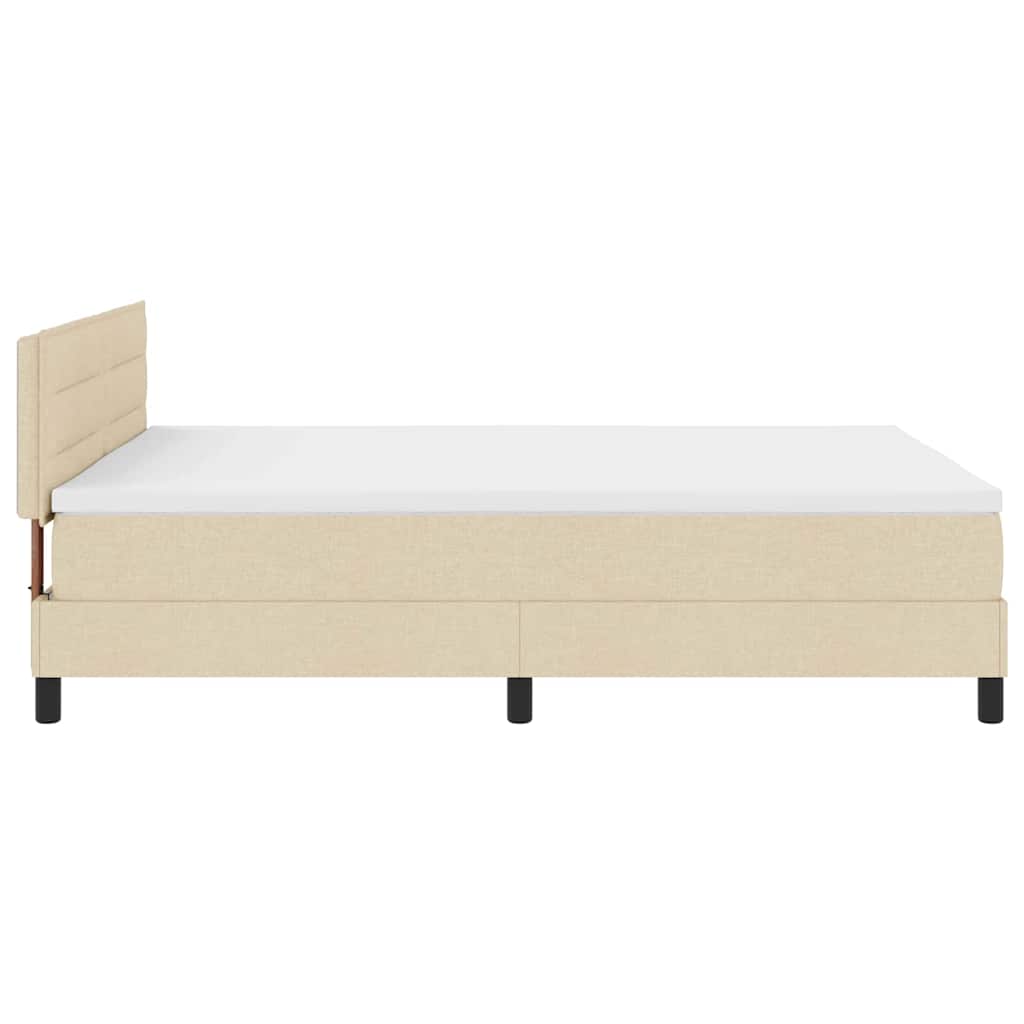 Boxspringbett mit LED-Lichtleisten Creme 140 x 190 cm Stoff