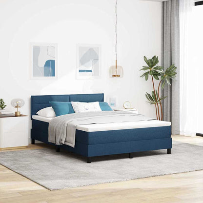 Boxspringbett mit LED-Lichtleisten Blau 140 x 190 cm Stoff