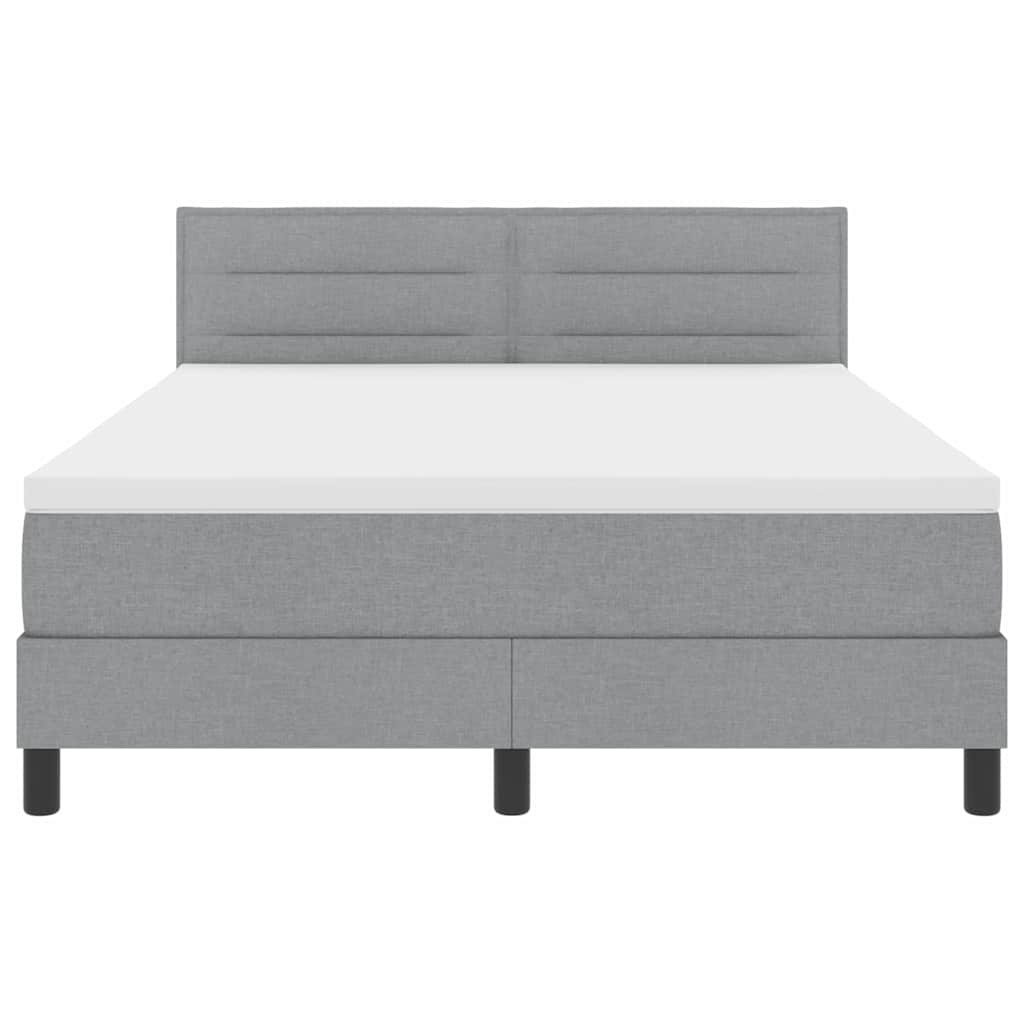 Boxspringbett mit Matratze mit LED Hellgrau 140 x 200 cm Stoff
