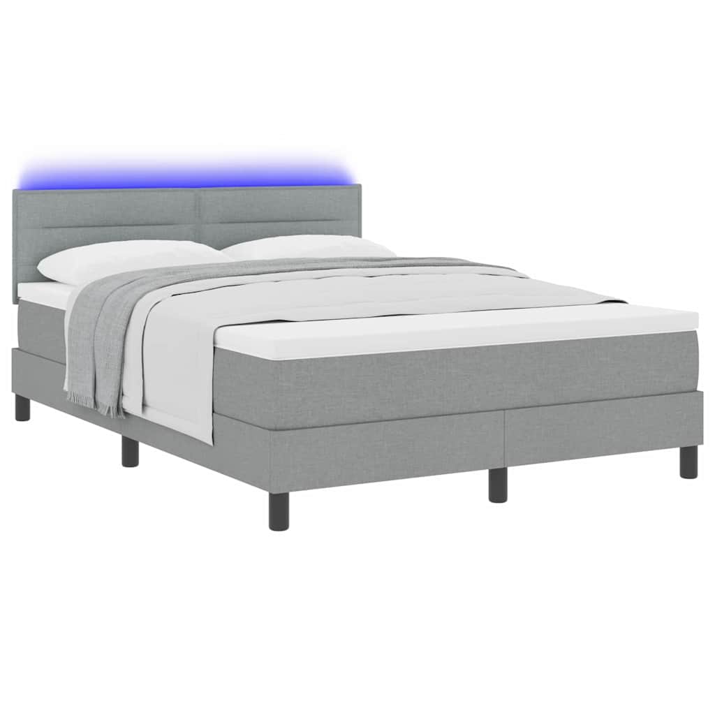 Boxspringbett mit Matratze mit LED Hellgrau 140 x 200 cm Stoff