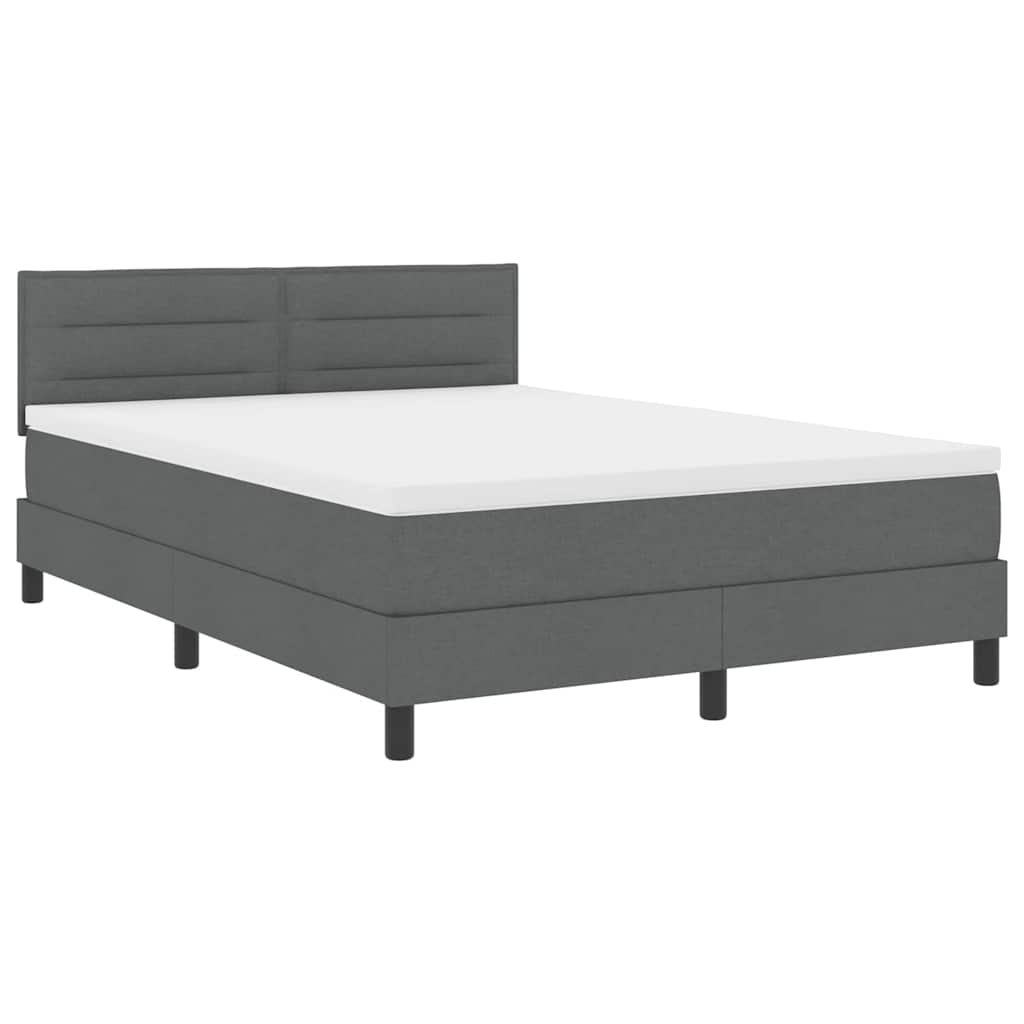 Boxspringbett mit Matratze Dunkelgrau 140 x 200 cm Stoff