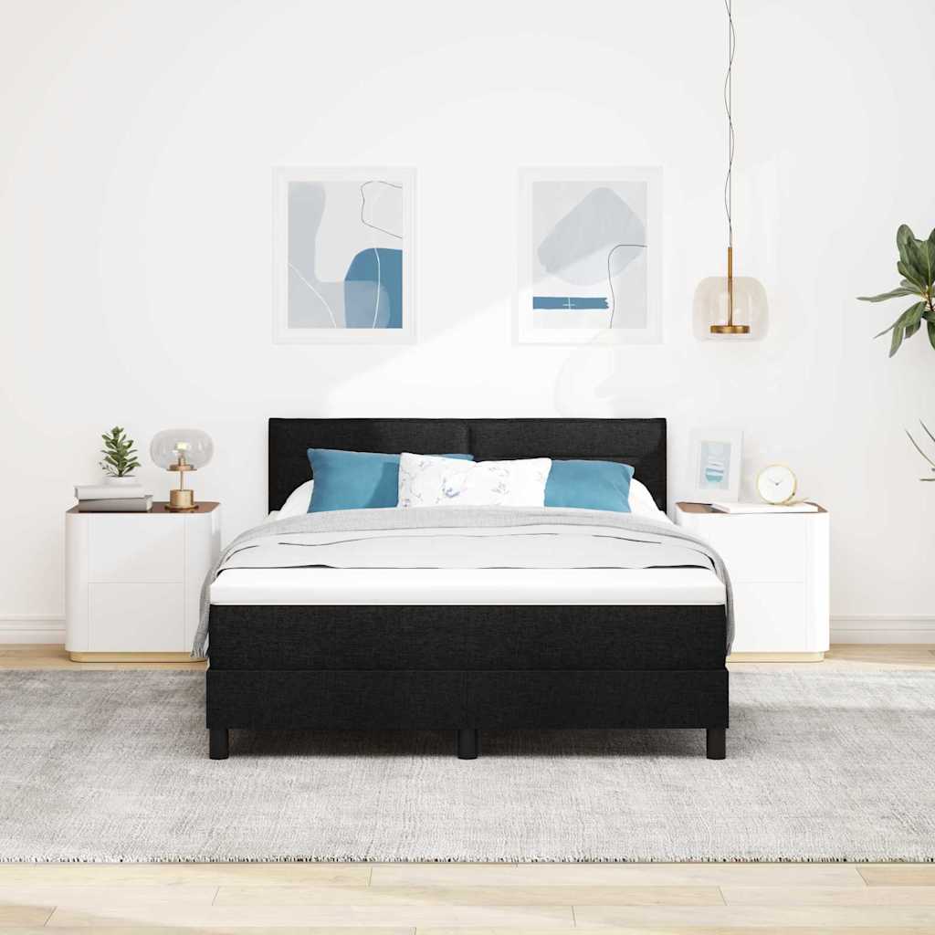 Boxspringbett mit Matratze mit LED Schwarz 140 x 200 cm Stoff