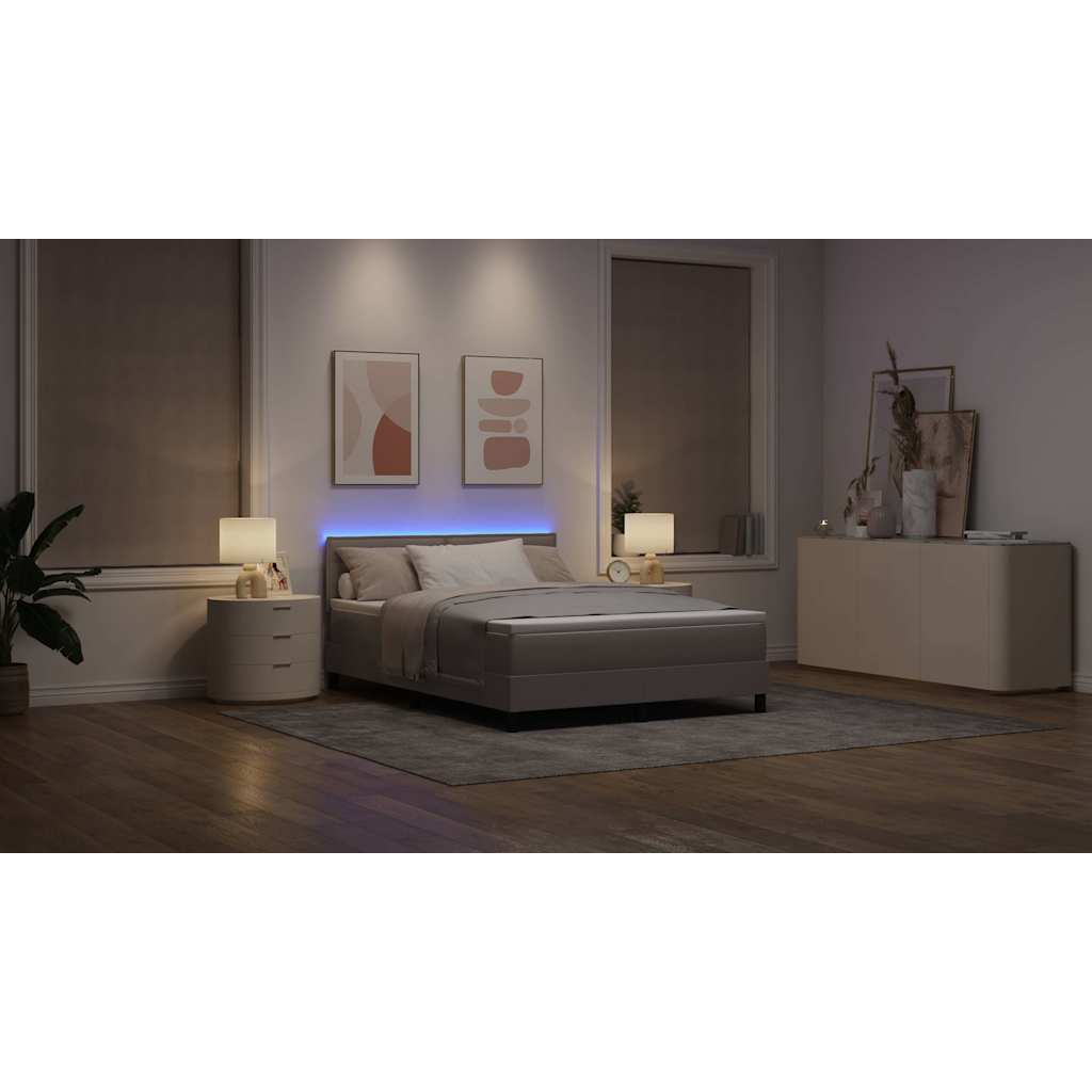 Boxspringbett mit LED-Lichtleisten Taupe 140 x 200 cm Stoff
