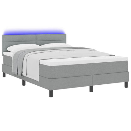 Boxspringbett mit LED-Lichtleisten Hellgrau 160 x 200 cm Stoff