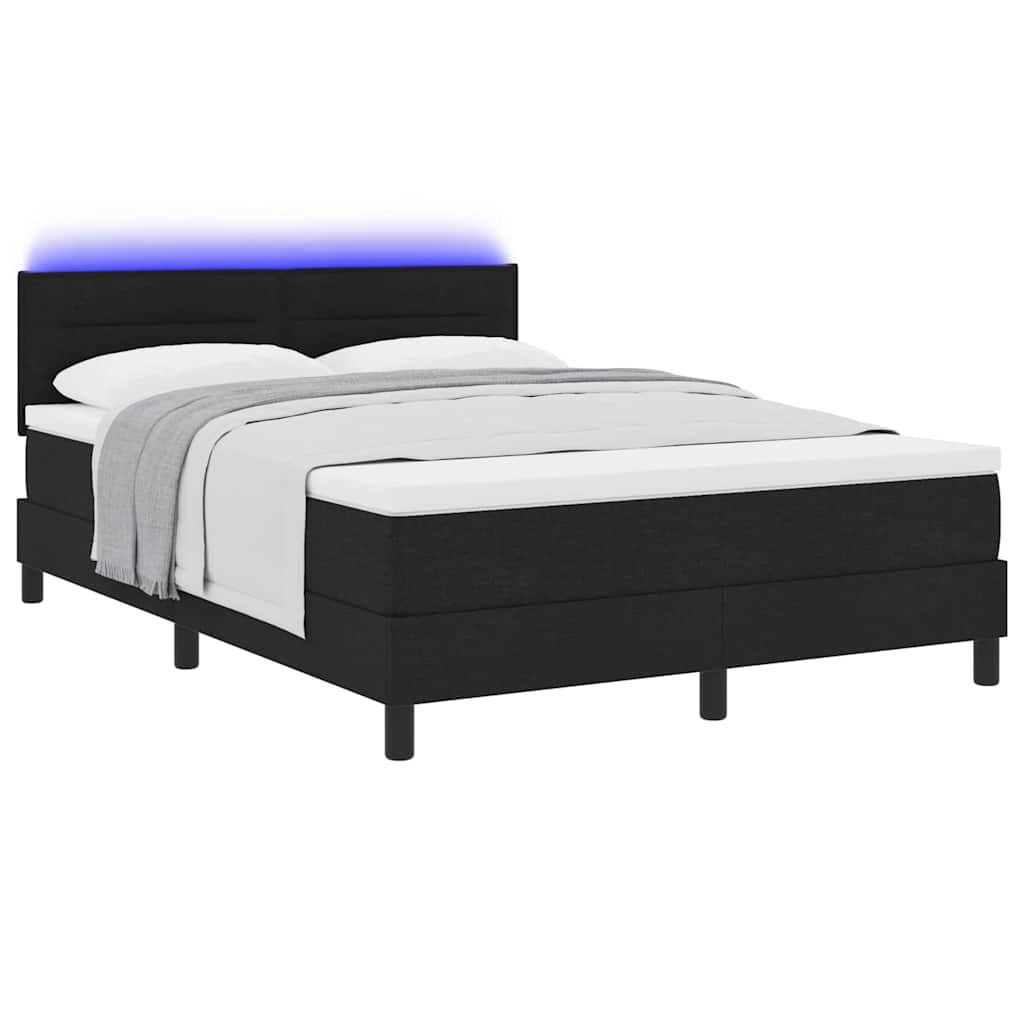 Boxspringbett mit Matratze mit LED Schwarz 160 x 200 cm Stoff