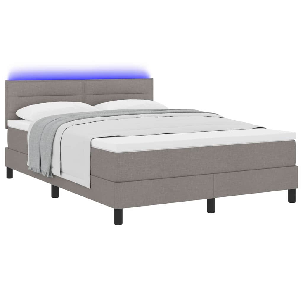 Boxspringbett mit LED-Lichtleisten Taupe 160 x 200 cm Stoff