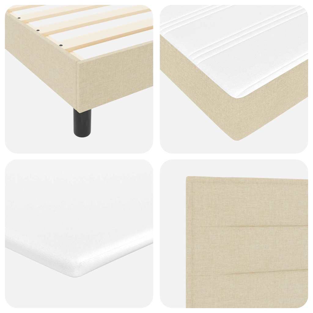 Boxspringbett mit LED-Lichtleisten Creme 160 x 200 cm Stoff
